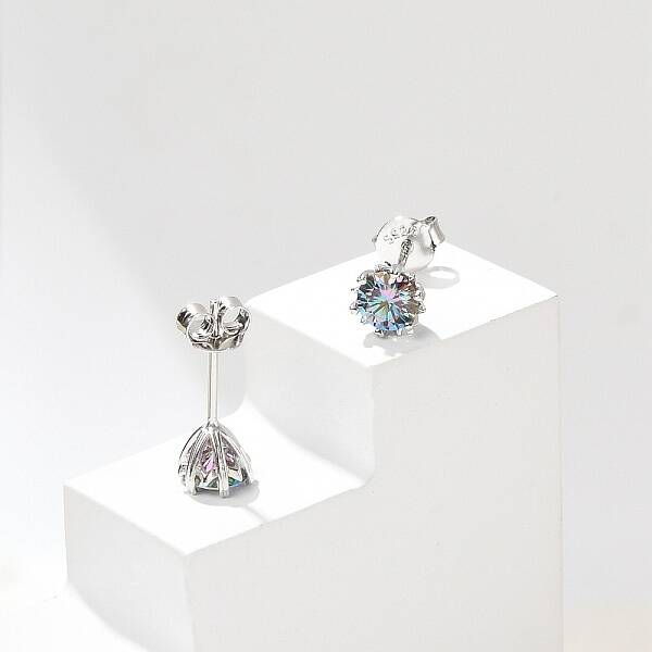 925 Sterling Silver Moissanite Rhinestone Stud Earrings