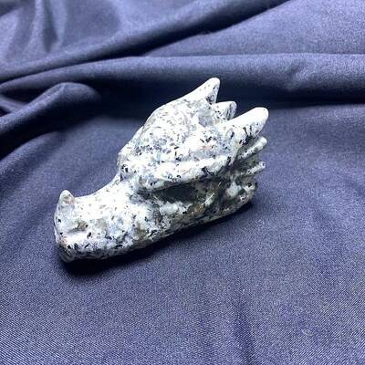 Natural Syenite Carved Healing Dragon Head Figurines