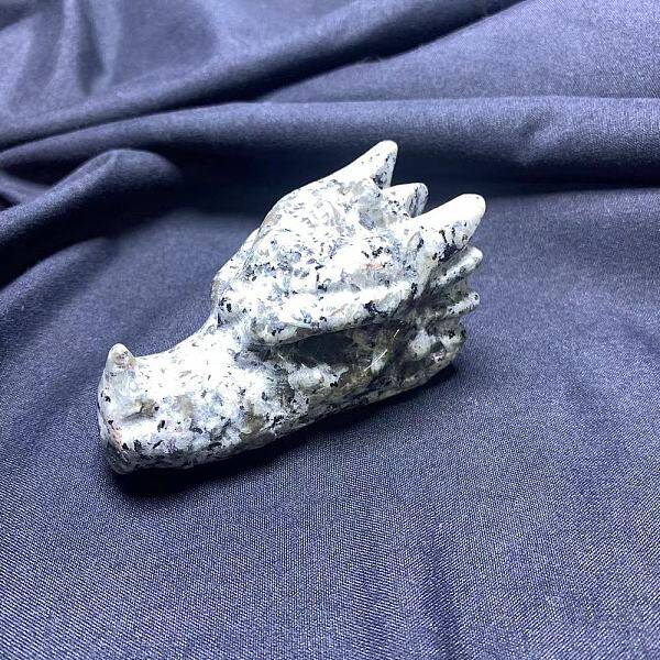 Natural Syenite Carved Healing Dragon Head Figurines