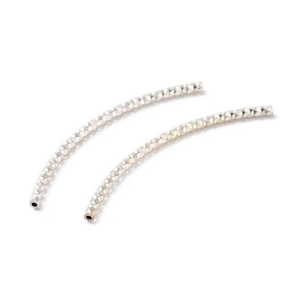 925 Sterling Silver Curved Tube Beads