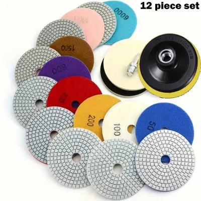 4 Inch Diamond Polishing Disc Tools Set, Work Equipment for Men, Power Tools Accessories for Concrete, Marble, Stone, Wet & ...