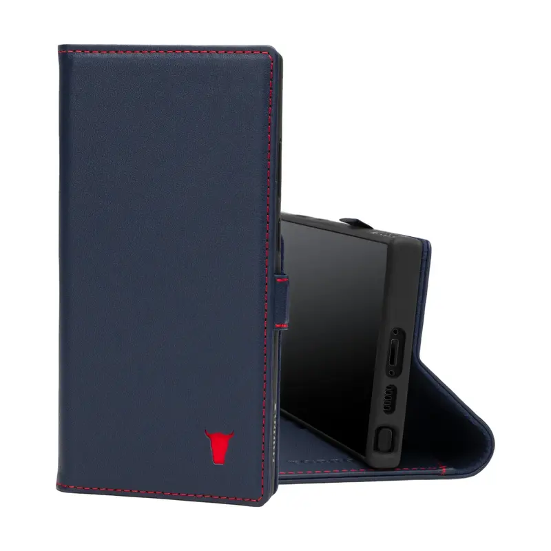 Samsung Galaxy S23 Ultra Leather Case (with Stand function) - Navy Blue