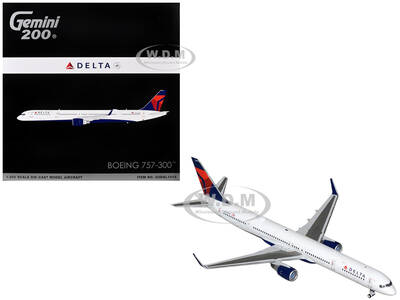Boeing 757-300 Commercial Aircraft Delta Air Lines (N595NW) White with Blue and Red Tail Gemini 200 Series 1/200 Diecast ...