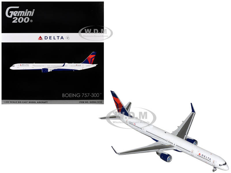 Boeing 757-300 Commercial Aircraft Delta Air Lines (N595NW) White with Blue and Red Tail Gemini 200 Series 1/200 Diecast ...