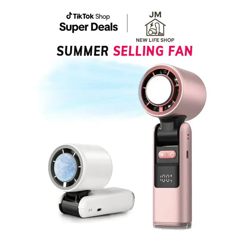 DM New Life Shop handheld fan-Ultimate flexibility:high-power motor,LED display,with semiconductor cooling,5000mAh rechargeab...