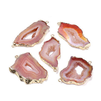 Natural Druzy Agate Slices Pendants