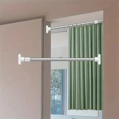 Retractable Curtain Rod, 1 Count Durable Curtain Pole, Multipurpose Curtain Hanging Rod, Home Organizer for Living Room, Laun...