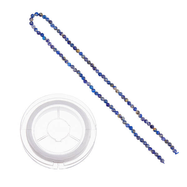 DIY Natural Lapis Lazuli Round Beaded Stretch Bracelet Making Kit