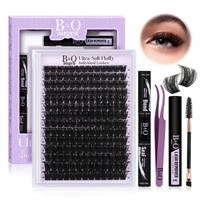 200d Eyelashes Set, Including 182pcs Mixed Length Fake Eyelashes & Double-ended Lashes Glue & Lashes Remover & Double-ended B...