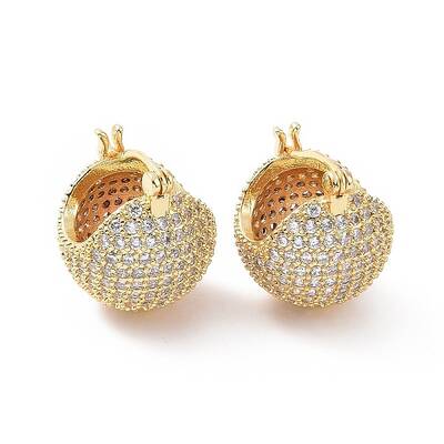 Clear Cubic Zirconia Round Ball Hoop Earrings