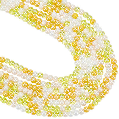 8 Strands Transperant Electroplate Glass Beads Strands
