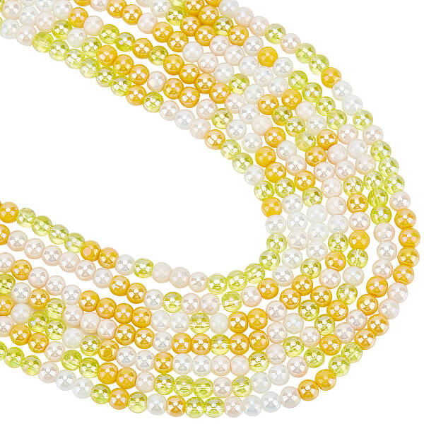 8 Strands Transperant Electroplate Glass Beads Strands