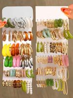 Women's Faux Pearl Decorated Butterfly Metal Round Hoop Earring Sets, Summer Outfits 2024 Fashion Earrings for Daily Vacation...