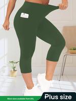 【 Plus Size】 Solid/leopard Pattern Leggings, Slim Fit Casual Comfort Basic Skinny Pants for Daily Womenswear, Athletic Le...