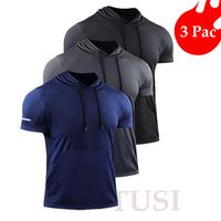 Men's 3 Pack  Short Sleeve Workout Shirts Quick Dry Sports Top Moisture Wicking Mesh Athletic T-Shirts(Please Up Size))