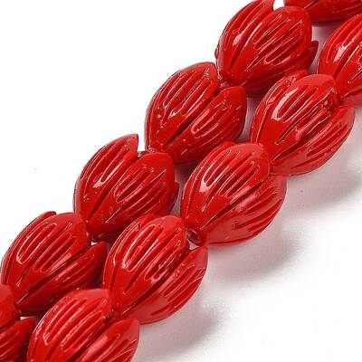Synthetic Coral Dyed Carved Beads Strands