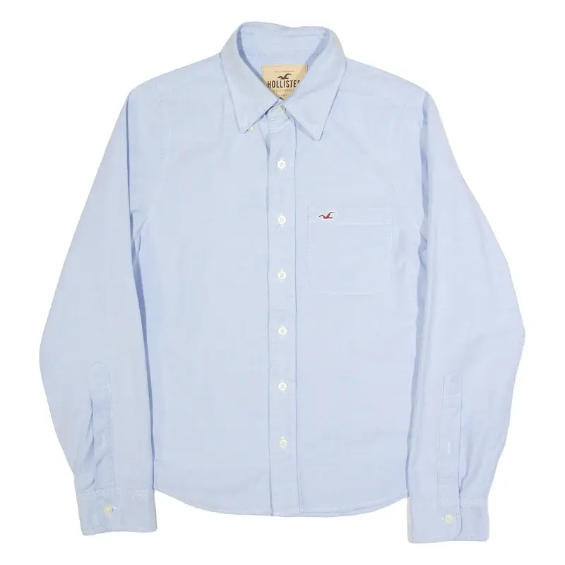 HOLLISTER Mens Plain Shirt Blue Long Sleeve S