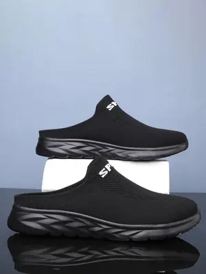 Men's Solid Color Slip on Sneakers, Casual Comfortable Breathable Lightweight Sports Running Shoes, All-match Commuter Shoes ...