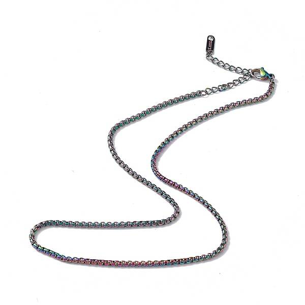 Ion Plating(IP) 304 Stainless Steel Box Chain Necklace for Men Women