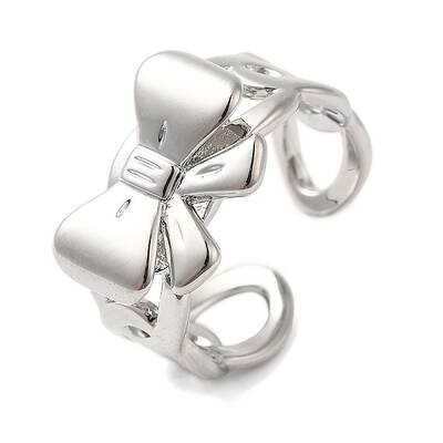 Bowknot Brass Open Cuff Rings for Women