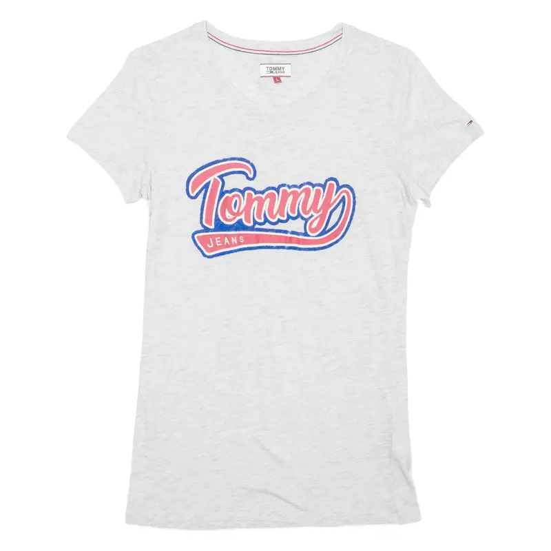 TOMMY HILFIGER Womens T-Shirt Grey Crew Neck L