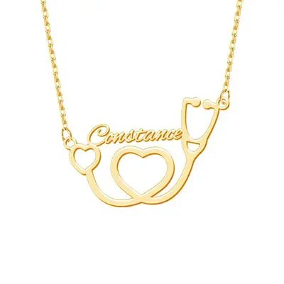 Sterling Silver with Gold Plated Personalized Classic Name Pendant Necklace