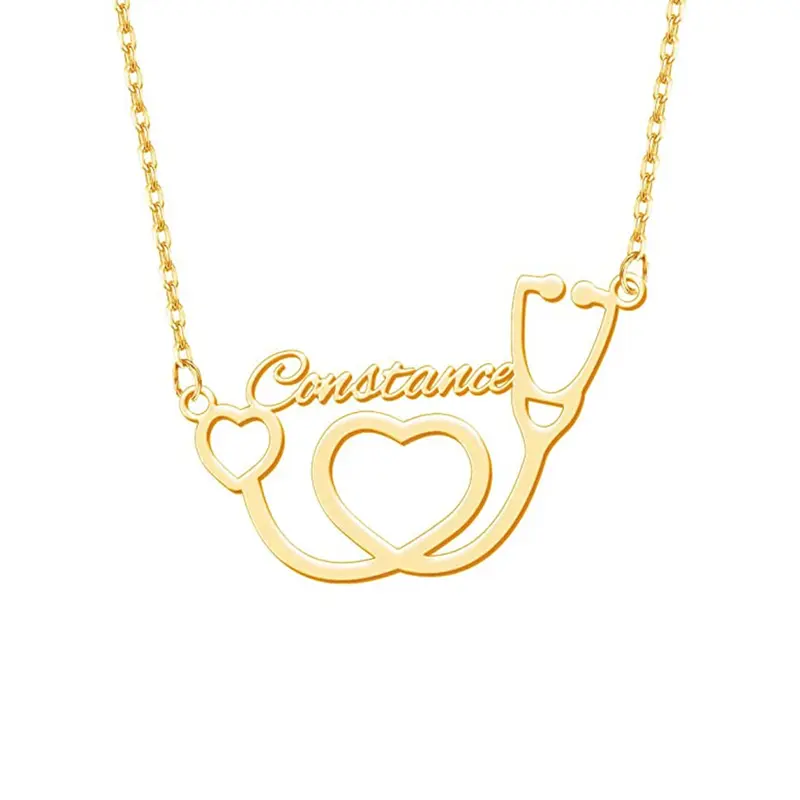 Sterling Silver with Gold Plated Personalized Classic Name Pendant Necklace
