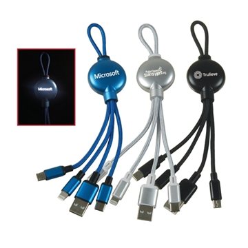 100 Custom Travel Size Light-up 3 in 1 Charging Cable - Braided & ...