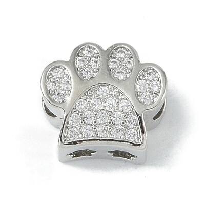 Rack Plating Brass Micro Pave Clear Cubic Zirconia Beads