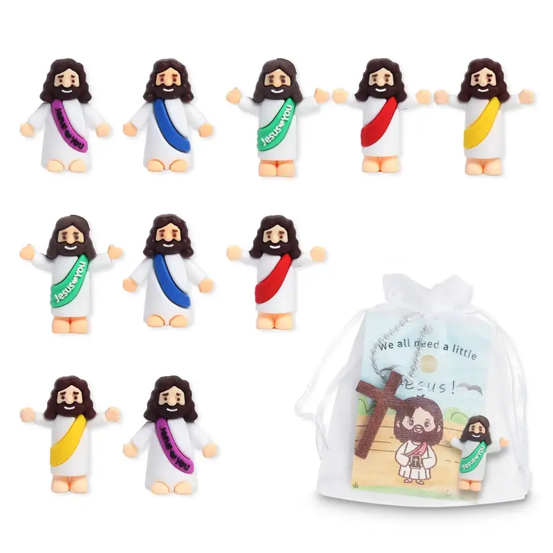 10 Sets Easter Tiny Jesus Toys，Everyone Needs a Little Jesus Gifts Religious Supplies Party Favors Gift for Church and Sund...