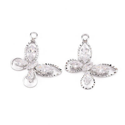 Brass Micro Pave Clear Cubic Zirconia Pendants