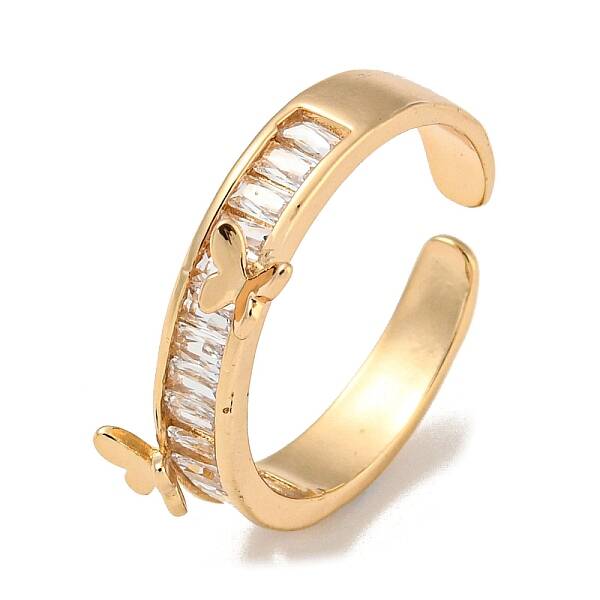 Brass with Cubic Zirconia Open Cuff Rings