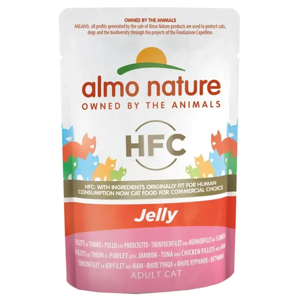 Almo nature HFC Jelly Tuna and Chicken Fillet with Ham - 55GR