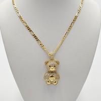 MARACCESORIOS. bear pendant and figaro chain. cadena de oso. chain size 23 inches