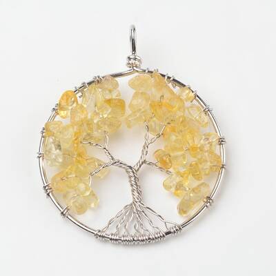 Tree of Life Natural Citrine Big Pendants