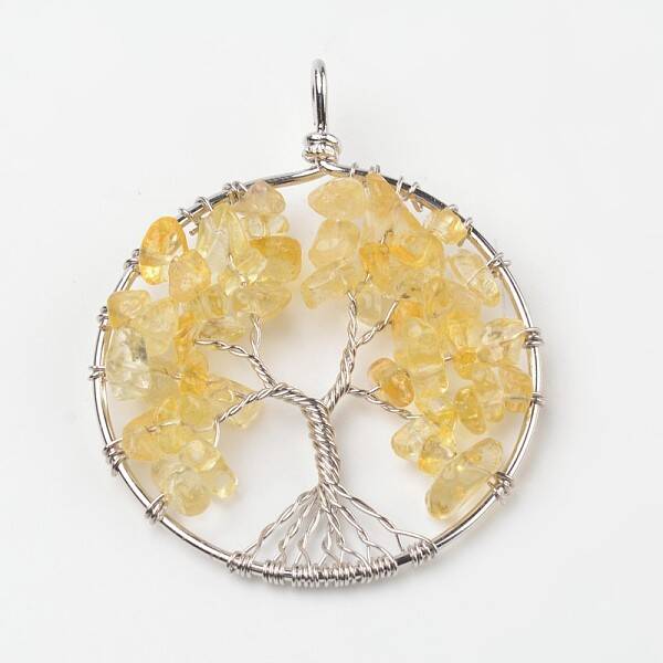 Tree of Life Natural Citrine Big Pendants