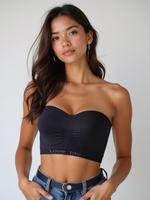 Women's Solid Color Bandeau Bra, Casual Comfortable Breathable Sports Bra, Ladies Sportswear for Indoor Outdoor Wear