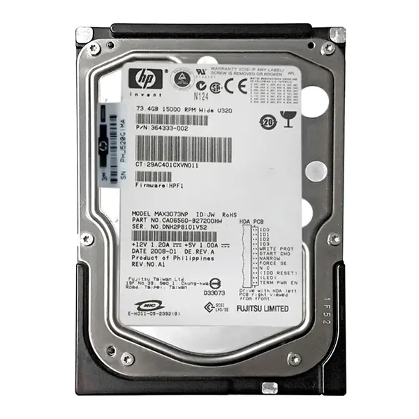 364333-002 HP 72.8GB Ultra-320 SCSI 15000 3.5-inch Hard Drive