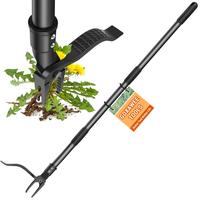 Weed Puller Tool, Stand Up Weed Remover Tool with Long Handle, Foot Platform Design – 4 Claw Steel Head Weeder Tool, Bamboo...
