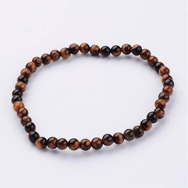 Natural Tiger Eye Beaded Stretch Bracelets