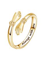 Fashion Letter Design Rhinestone Inlaid Copper Couple Ring for Proposal, Wedding Engagement Party Jewelry for Women & Girls, ...