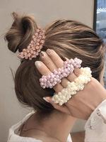 Cute Faux Pearl Decorated Hair Scrunchies, 3pcs/set Elegant High Stretch Hair Ties for Women and Girls, Minimalist Headwear f...