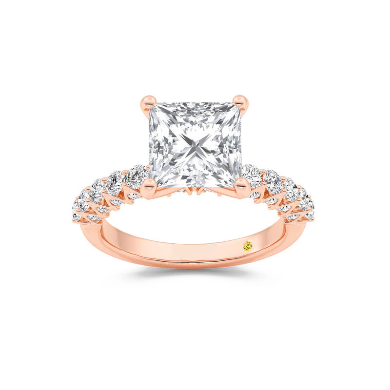Verda Art Deco Inspired V-Prong Princess Cut Lab Grown Diamond Engagement Ring | 14K Rose Gold 3 1/4 CT. TW.