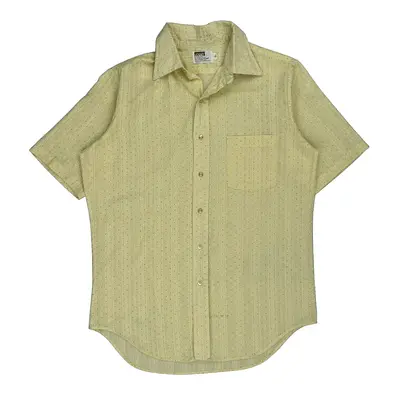 1970S Montgomery Ward Short Sleeve Shirt - Medium Yellow Polyester Blend