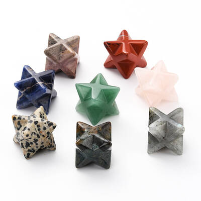 Natural Mixed Stone Sculpture Healing Crystal Merkaba Star Ornament