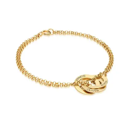 14K Gold Personalized Engraving Charm Bracelet For Women