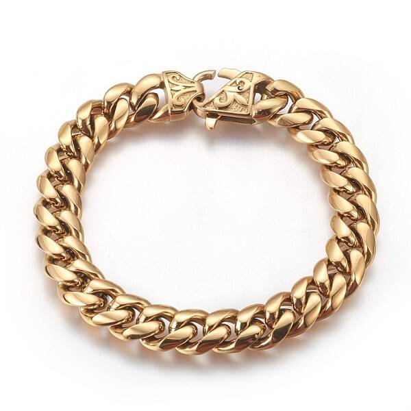 Ion Plating(IP) 201 Stainless Steel Curb Chain Bracelets