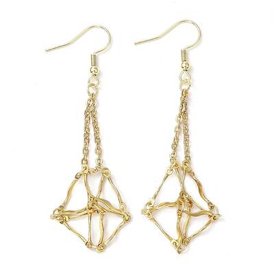 304 Stainless Steel Macrame Pouch Empty Stone Holder Dangle Earring Findings