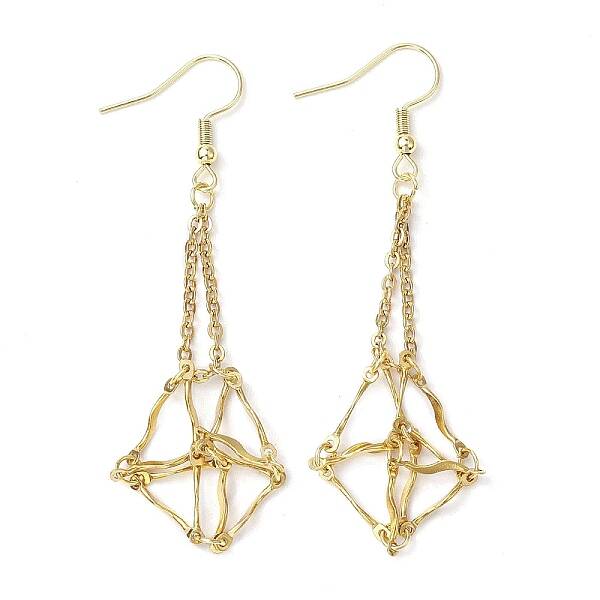 304 Stainless Steel Macrame Pouch Empty Stone Holder Dangle Earring Findings