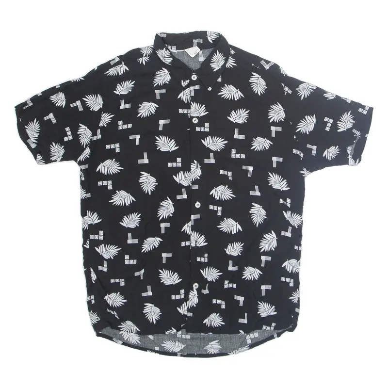 FERNANDO CONFECCOES Mens Hawaiian Shirt Black Floral M